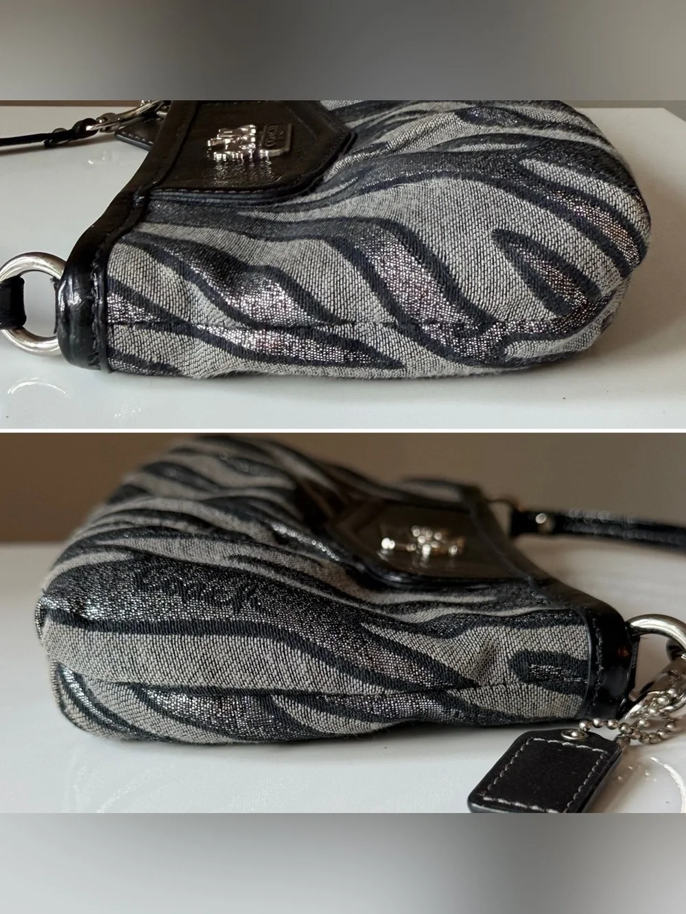 Coach Y2K Madison Zebra Print Convertible Shoulder Bag Wristlet Clutch